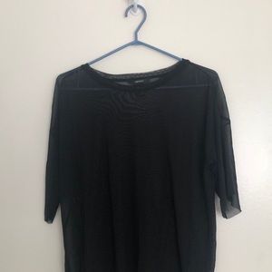 Forever 21 Mesh Oversized Black T-Shirt